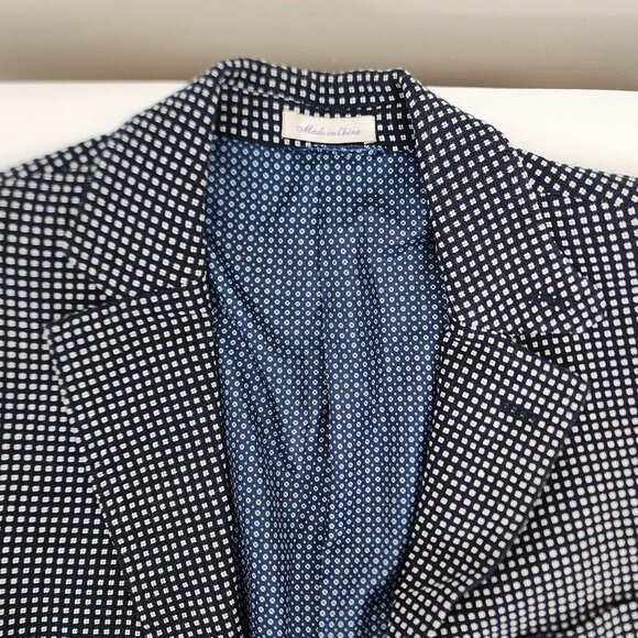 Navy & White Gingham Check Blazer Jacket - Picture 11 of 16